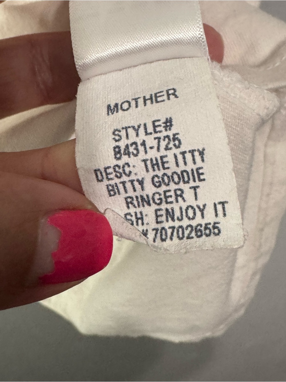 MOTHER itty bitty goodie whi Tee with Berry Trim and Multicolor 'enjoy it' med - Picture 6 of 7